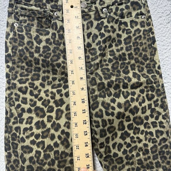 Good American Good Waist Crop Skinny Jeans Stretch Denim Olive Sage Leopard 4 27 - Picture 3 of 9
